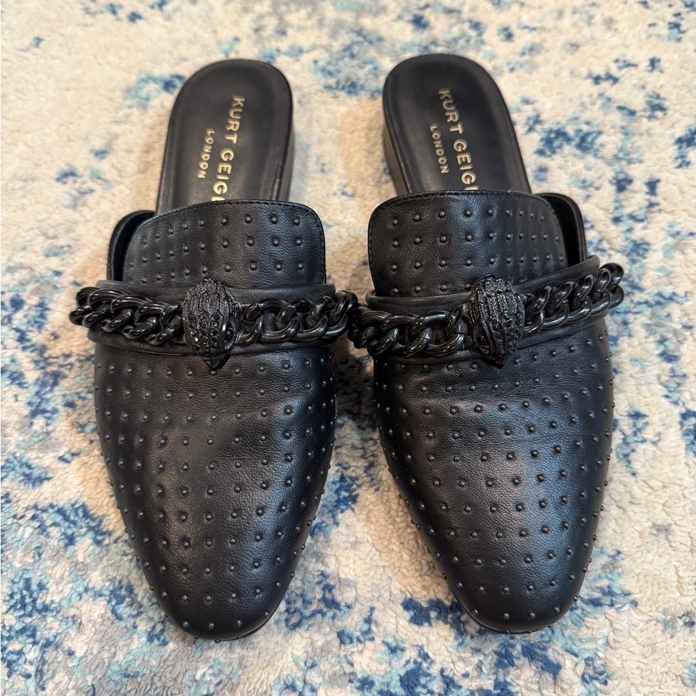 Kurt Geiger Black Studded Mules